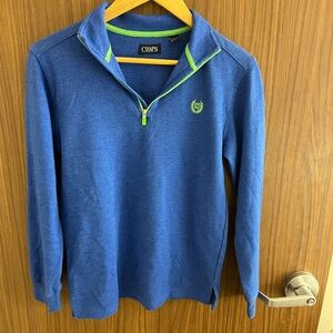 Chaps Blue Zip Up Sweater with Mock-Neck